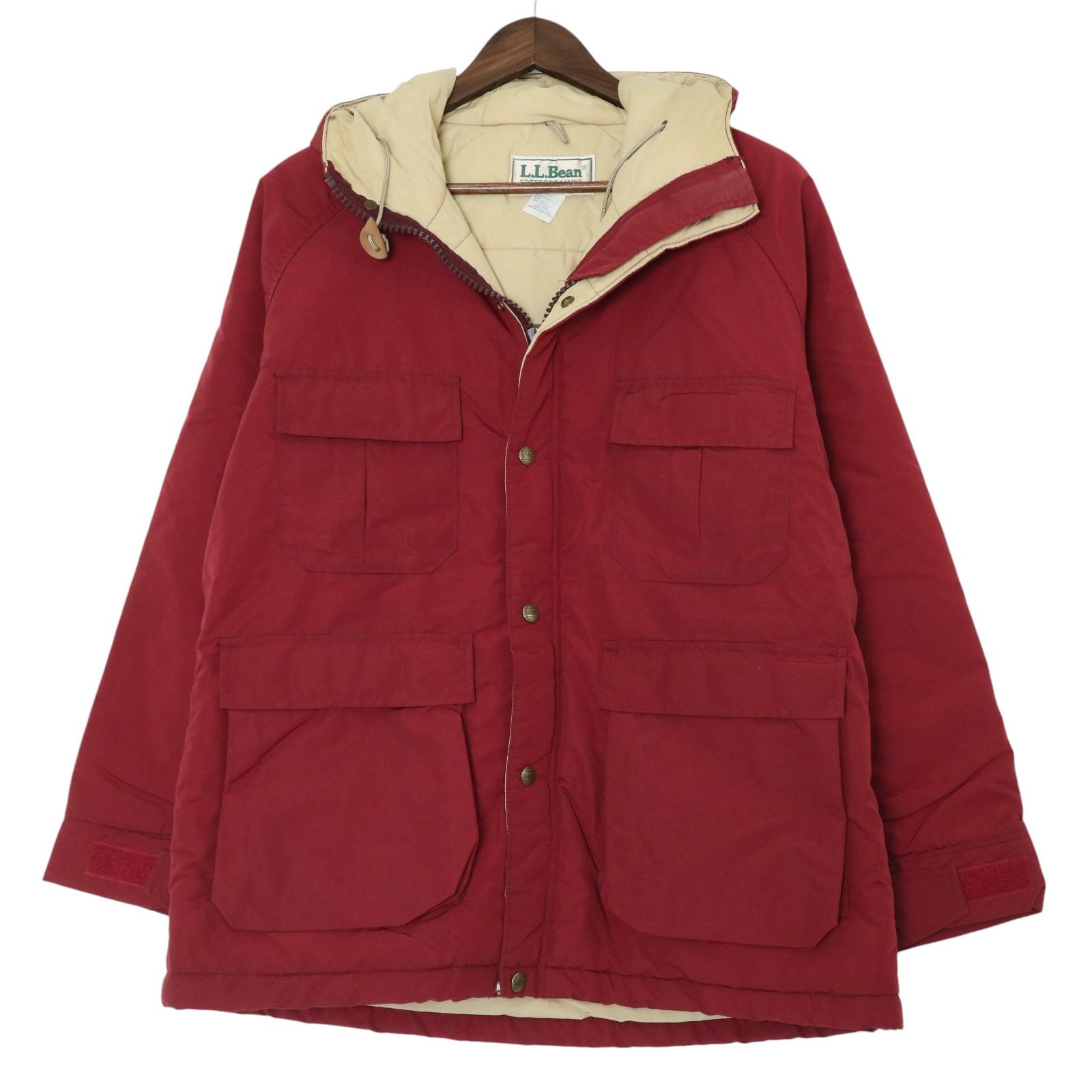 80年代 USA製 L.L.Bean エルエルビーン マウンテンパーカー アウトドア ワインレッド (メンズ L) 中古 古着 A1312
