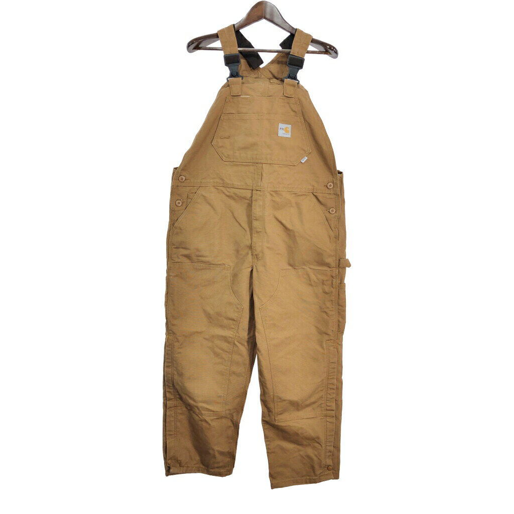 Carhartt カーハート ダック ダブルニー ビブオーバーオール 大きいサイズ ブラウン (メンズ W40 L30) 中古 古着 R8568