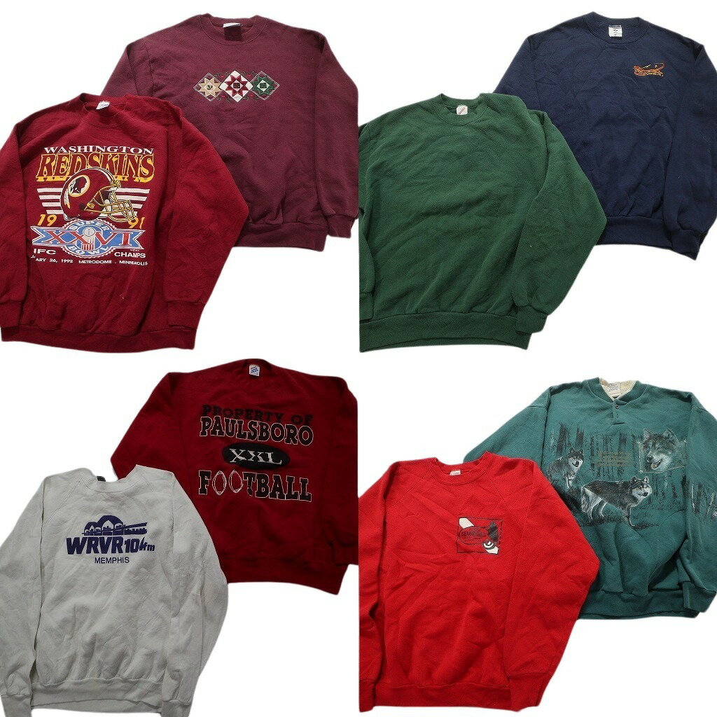 古着卸 まとめ売り USA製 スウェット 8枚セット (メンズ L ) \フルーツオブザルーム ヴィンテージ 90s アニマル 動物 MU8134