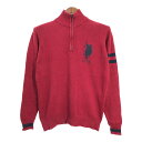 U.S.POLO ASSN ハーフジップ コットン ニット セーター レッド (メンズ M相当) 中古 古着 R8892