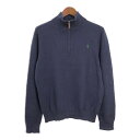 Polo by Ralph Lauren ポロ ラルフローレン ハーフジップ コットンセーター ネイビー (メンズ M) 中古 古着 R8895