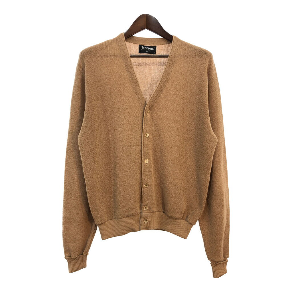 80年代 USA製 Jantzen ジャンセン カーディガン ベージュ (メンズ XL) 中古 古着 R8920