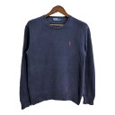 Polo by Ralph Lauren ポロ ラルフローレン コットン ニット セーター ワンポイントロゴ ネイビー (メンズ M) 中古 古着 R8922