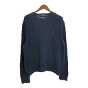Polo by Ralph Lauren ポロ ラルフローレン ケーブルニット セーター ネイビー (メンズ XL) 中古 古着 R8936