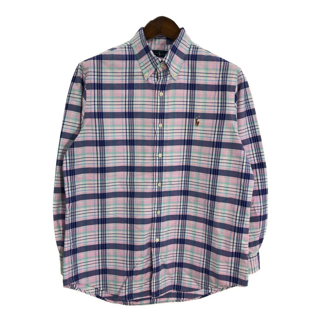 RALPH LAUREN ラルフローレン ボタンダウン 長袖シャツ チェック マルチカラー (メンズ L) 中古 古着 R9013