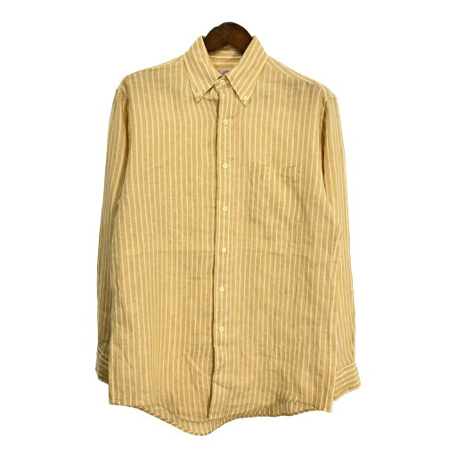 Brooks Brothers ブルックスブラザーズ ボタンダウン リネンシャツ ストライプ ベージュ (メンズ S) 中古 古着 R9056 Brooks Brothers ブルックスブラザーズ ボタンダウン リネンシャツ ストライプ ベージュ (メンズ S) 中古 古着 R9056