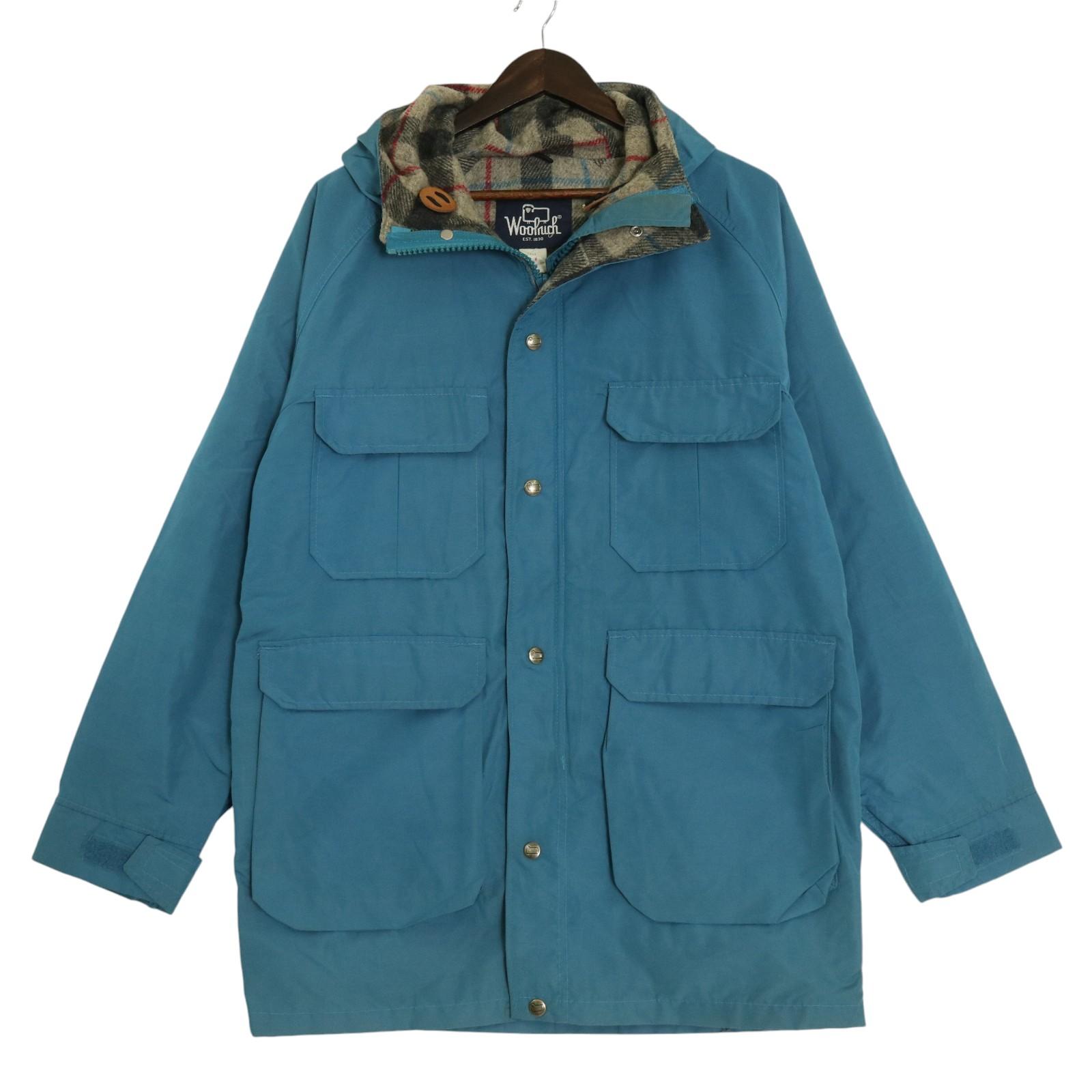 80年代 USA製 WOOLRICH ウールリッチ 60/40クロス マウンテンパーカー ブルー (メンズ M) 中古 古着 A1433