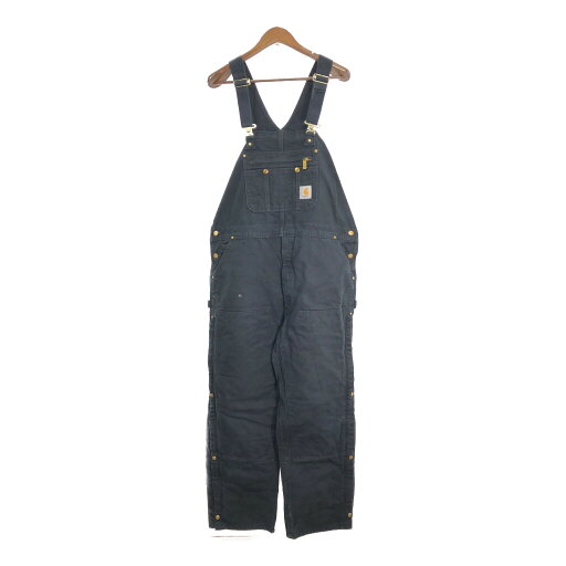 Carhartt カーハート オーバーオール ブラック (メンズ W44 L32) 中古 古着 R9566 Carhartt カーハート オーバーオール ブラック (メンズ W44 L32) 中古 古着 R9566
