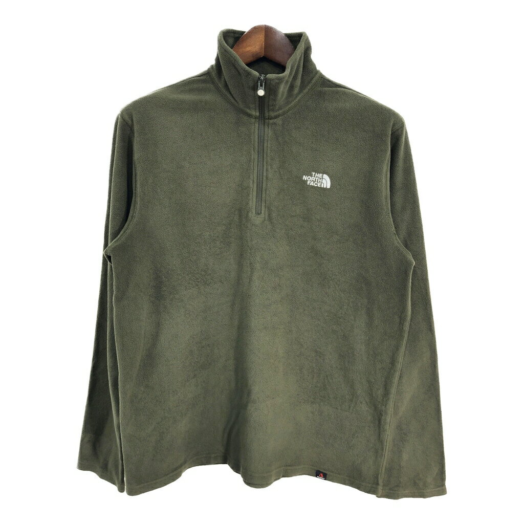 THE NORTH FACE ノースフェイス ハーフジップ フリースジャケット アウトドア グリーン (メンズ L) 中古 古着 R9634