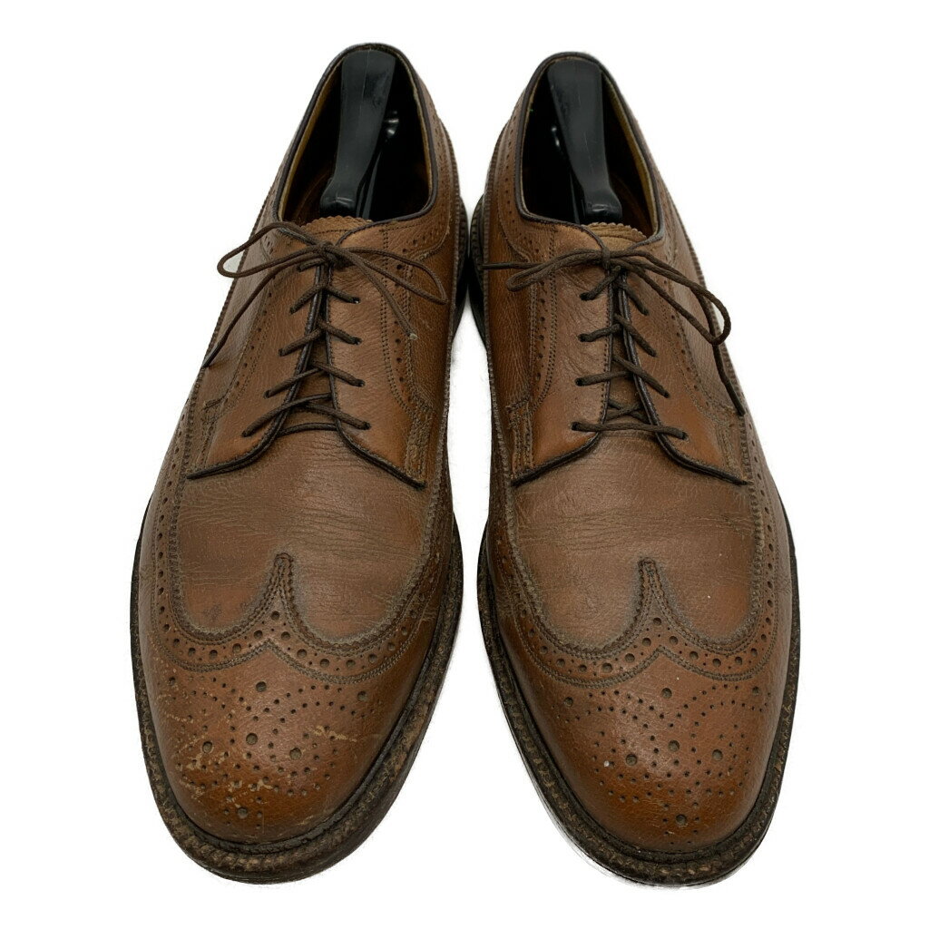 80年代 FLORSHEIM インペリアル ケンムーア ロングウィングチップ レザーシューズ ブラウン (メンズ 10 1/2 C) 中古 古着 KA1635