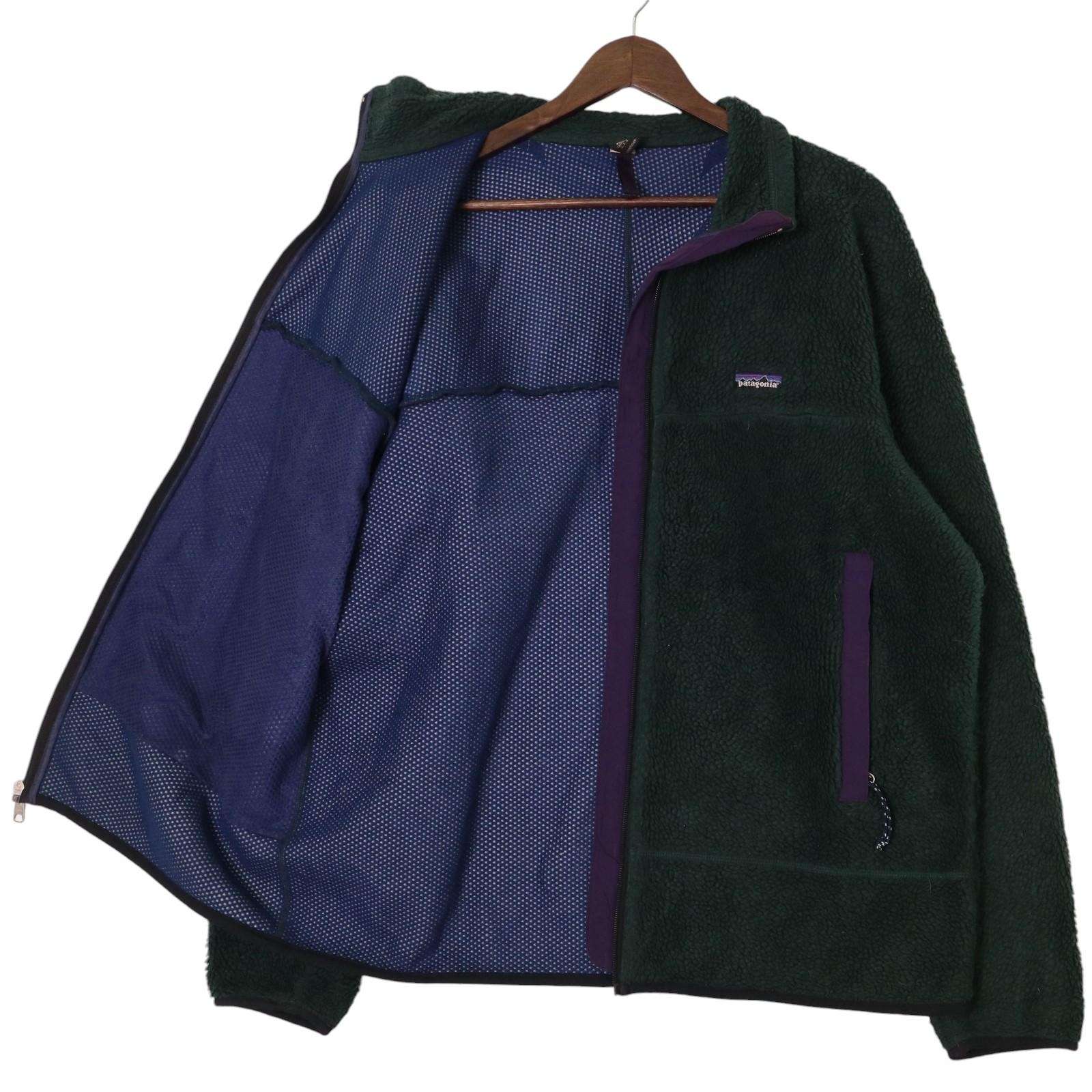 90年代 USA製 patagonia パタゴニア Retro-X レトロX フリースジャケット 初期 アウトドア グリーン (メンズ XL) 中古 古着 A1557