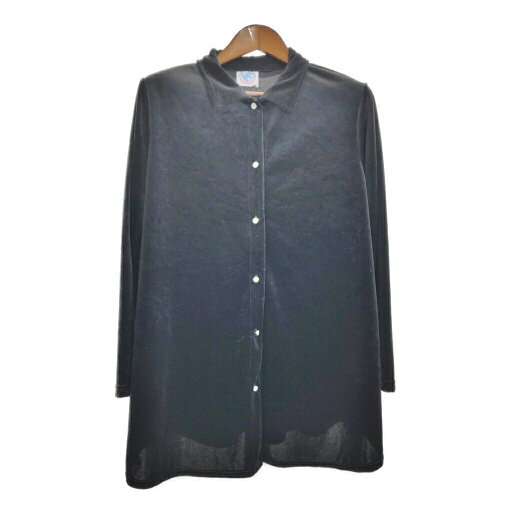 80年代 USA製 PLANET MOTHERHOOD ベロアシャツ ブラック (レディース LARGE) 中古 古着 R9808 80年代 USA製 PLANET MOTHERHOOD ベロアシャツ ブラック (レディース LARGE) 中古 古着 R9808