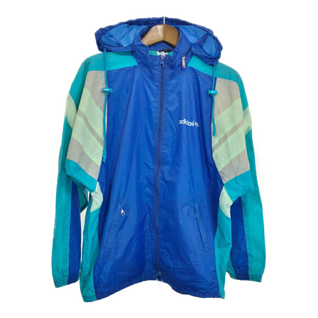 80年代 adidas アディダス ナイロンジャケット スポーツ ブルー (メンズ S) 中古 古着 R9813