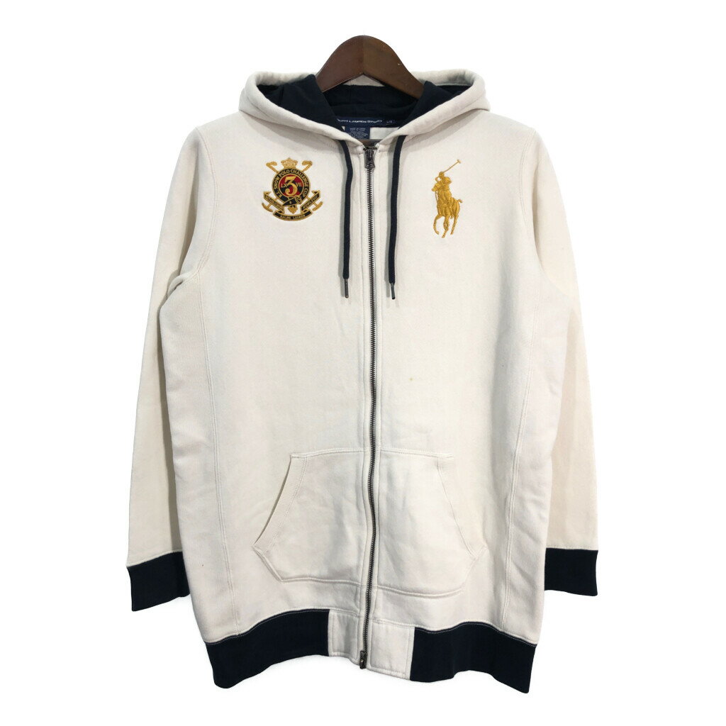 RALPH LAUREN SPORT ラルフローレン スポーツ スウェット フルジップ パーカー ホワイト (メンズ L) 中古 古着 R9894