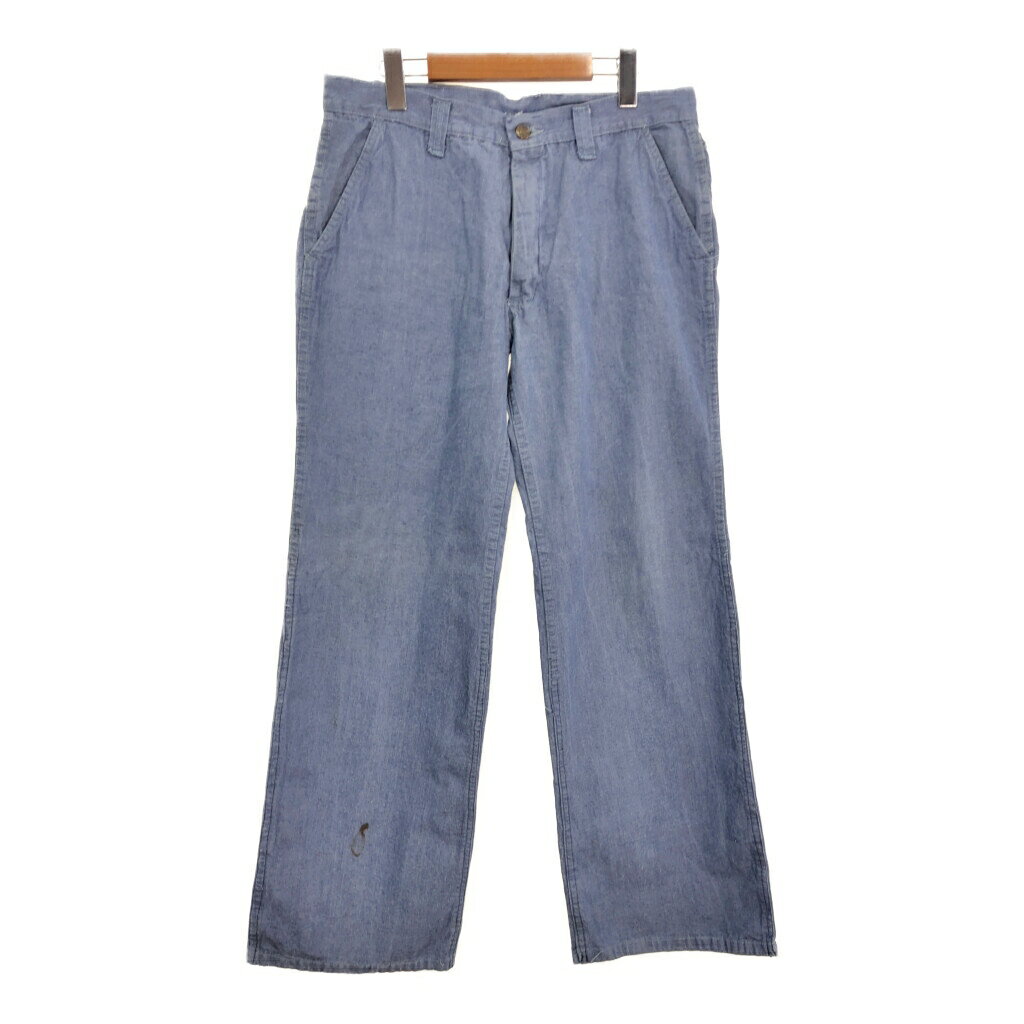 80年代 フランス製 シャンブレーパンツ ユーロ ブルー (メンズ 52) 中古 古着 R9956