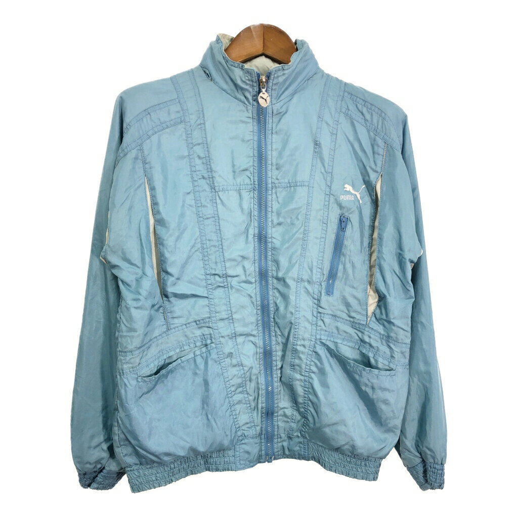 Rakuten - 90年代 PUMA プーマ ナイロンジャケット スポーツ ライトブルー (メンズ 5) 中古 古着 S0067