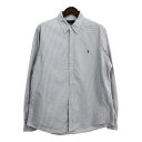RALPH LAUREN ラルフローレン ボタンダウン 長袖シャツ 大きいサイズ ストライプ ライトブルー (メンズ XXL) 中古 古着 S0130(4)