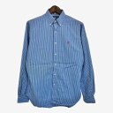 RALPH LAUREN ラルフローレン ボタンダウン 長袖シャツ ストライプ ブルー (メンズ M) 中古 古着 S0304(4)
