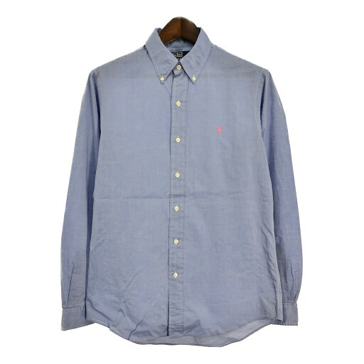 90年代 Polo by Ralph Lauren ポロ ラルフローレン ボタンダウン 長袖シャツ ワンポイントロゴ ブルー (メンズ 15 1/2) 中古 古着 S0417 90年代 Polo by Ralph Lauren ポロ ラルフローレン ボタンダウン 長袖シャツ ワンポイントロゴ ブルー (メンズ 15 1/2) 中古 古着 S0417
