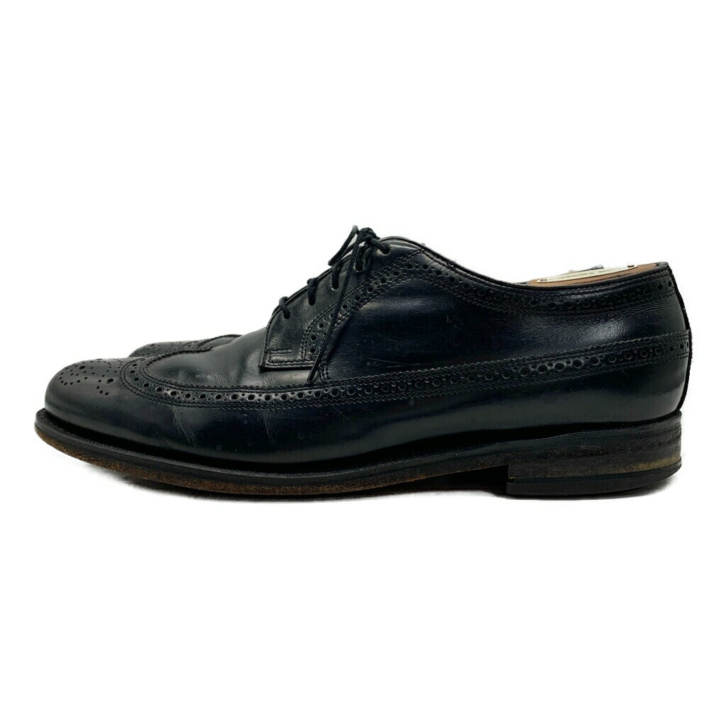 FLORSHEIM フローシャイム ロングウィングチップ レザーシューズ ブラック (メンズ 9 D) 中古 古着 KA1672