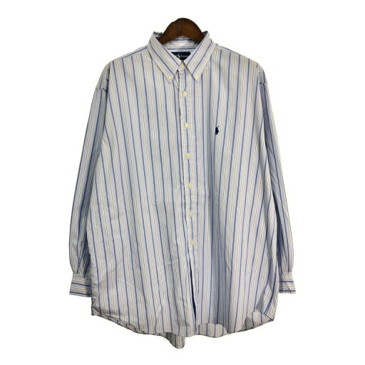 RALPH LAUREN ラルフローレン ボタンダウンシャツ ストライプ ライトブルー (メンズ 18) 中古 古着 S0562 RALPH LAUREN ラルフローレン ボタンダウンシャツ ストライプ ライトブルー (メンズ 18) 中古 古着 S0562