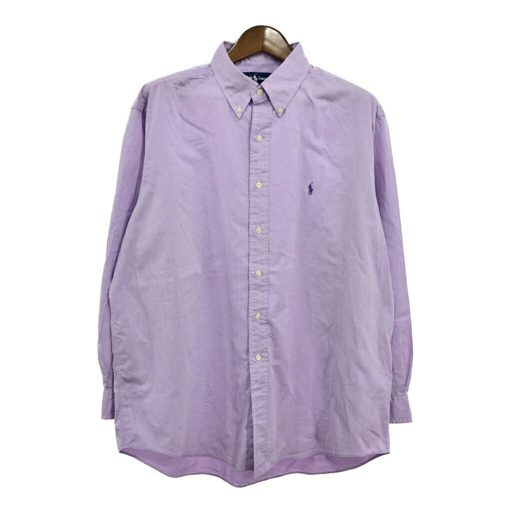 RALPH LAUREN ラルフローレン YARMOUTH ボタンダウン 長袖シャツ 大きいサイズ パープル (メンズ 17 1/2) 中古 古着 S0631