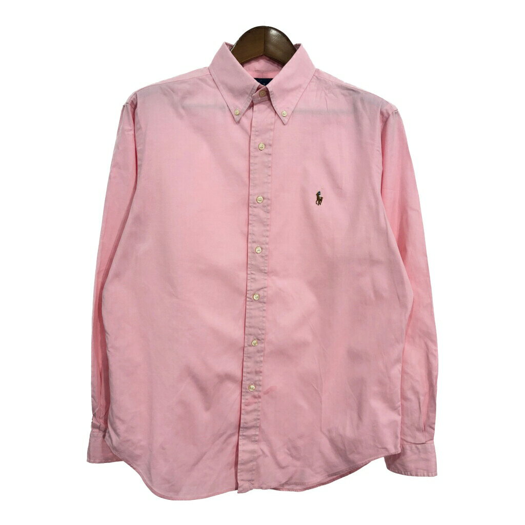 RALPH LAUREN ラルフローレン ボタンダウン 長袖シャツ ワンポイントロゴ ピンク (メンズ 16) 中古 古着 S0658