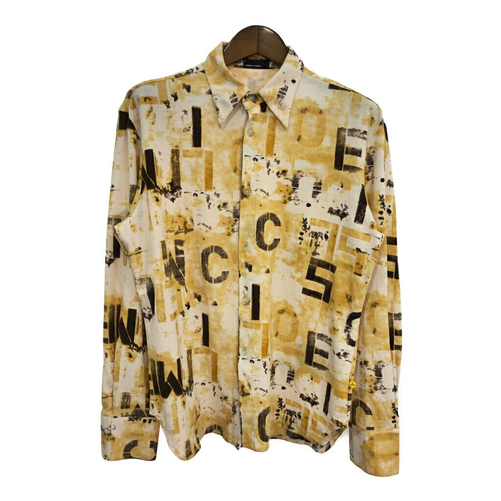 スペイン製 LEMS COMIC 長袖シャツ 総柄 イエロー (メンズ XL) 中古 古着 S0754