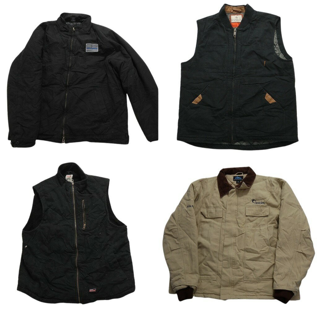 古着卸 まとめ売り ダック地ジャケット 4枚セット (メンズ L /XL ) ワッペン ベスト ディッキーズ 単色系 デトロイド型 カジュアル MW1546