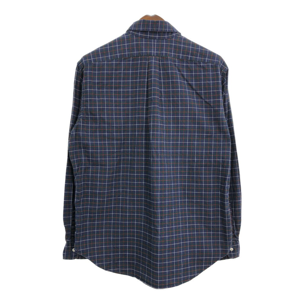 90年代 RALPH LAUREN ラルフローレン ボタンダウン 長袖シャツ チェック ネイビー (メンズ L) 中古 古着 S1025