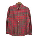 00年代 RALPH LAUREN ラルフローレン ボタンダウン 長袖シャツ チェック レッド (メンズ L) 中古 古着 S1101