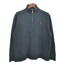 Polo by Ralph Lauren ポロ ラルフローレン ハーフジップ コットンセーター ブラック (メンズ L) 中古 古着 S1410(4)