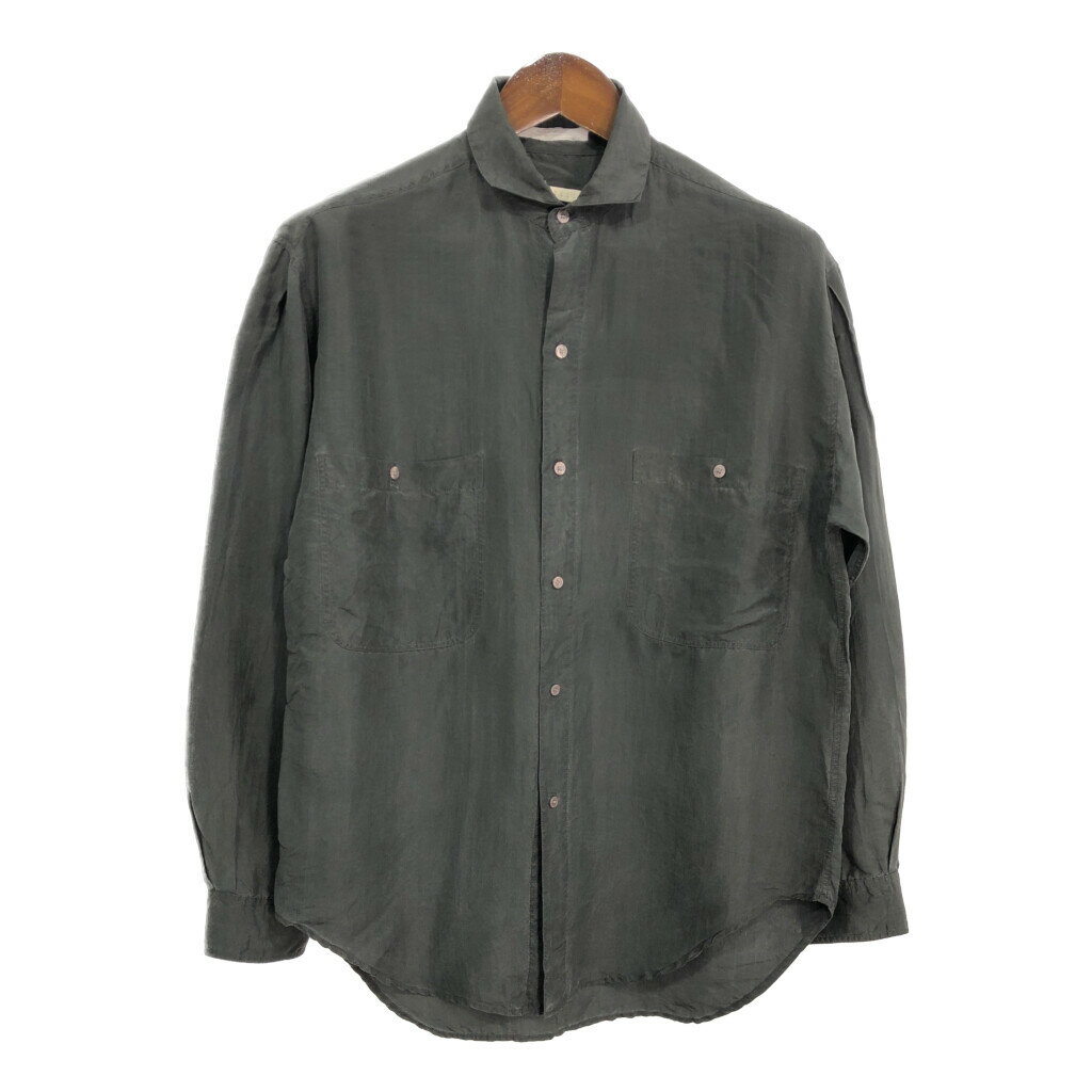 PERRY ELLIS ペリー エリス シルクシャツ ブラック (メンズ S) 中古 古着 S1451