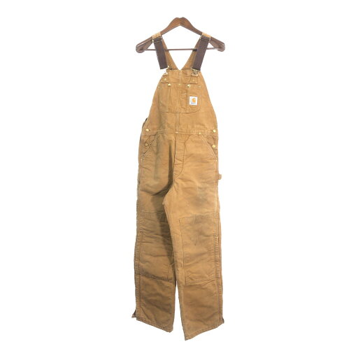 USA製 Carhartt カーハート オーバーオール ワーク ライトブラウン(メンズ W35 L31相当) 中古 古着 S2005 USA製 Carhartt カーハート オーバーオール ワーク ライトブラウン(メンズ W35 L31相当) 中古 古着 S2005