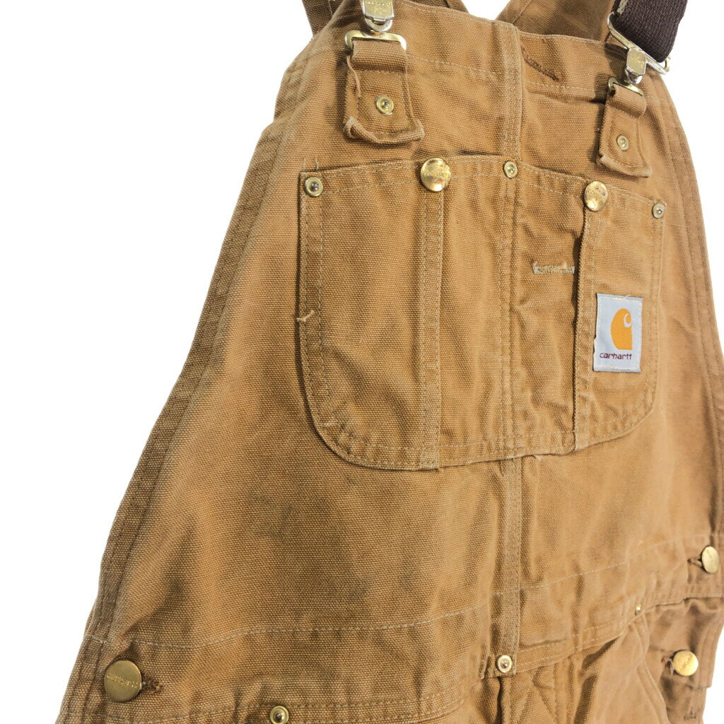 USA製 Carhartt カーハート オーバーオール ワーク ライトブラウン(メンズ W35 L31相当) 中古 古着 S2005