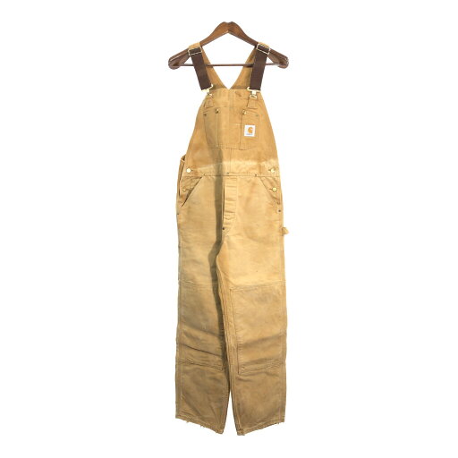 70年代 USA製 Carhartt カーハート オーバーオール ワンポイントロゴ ライトブラウン (メンズ W34 L32) 中古 古着 S2221 70年代 USA製 Carhartt カーハート オーバーオール ワンポイントロゴ ライトブラウン (メンズ W34 L32) 中古 古着 S2221