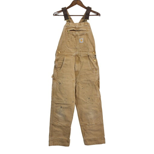 Carhartt カーハート オーバーオール ライトブラウン (メンズ W33 L26相当) 中古 古着 S2255 Carhartt カーハート オーバーオール ライトブラウン (メンズ W33 L26相当) 中古 古着 S2255