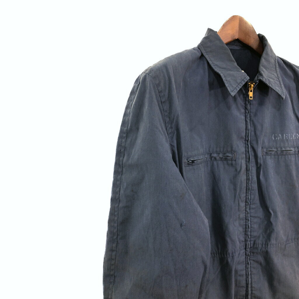 80年代 米軍実物 U.S.NAVY ユーティリティージャケット ミリタリー ネイビー (メンズ XL相当) 中古 古着 S2407