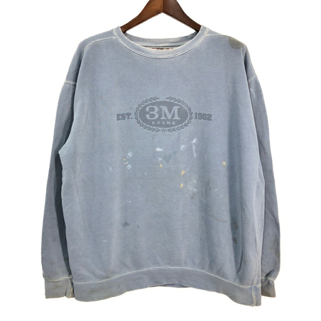 COMFORT COLORS 3M 企業ロゴ スウェット ライトブルー (メンズ XL) 中古 古着 S2418(4)