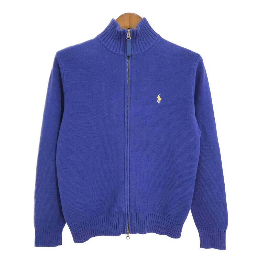 90年代 Polo by Ralph Lauren ポロ ラルフローレン ドライバーズニットセーター ブルー (メンズ S) 中古 古着 S2558