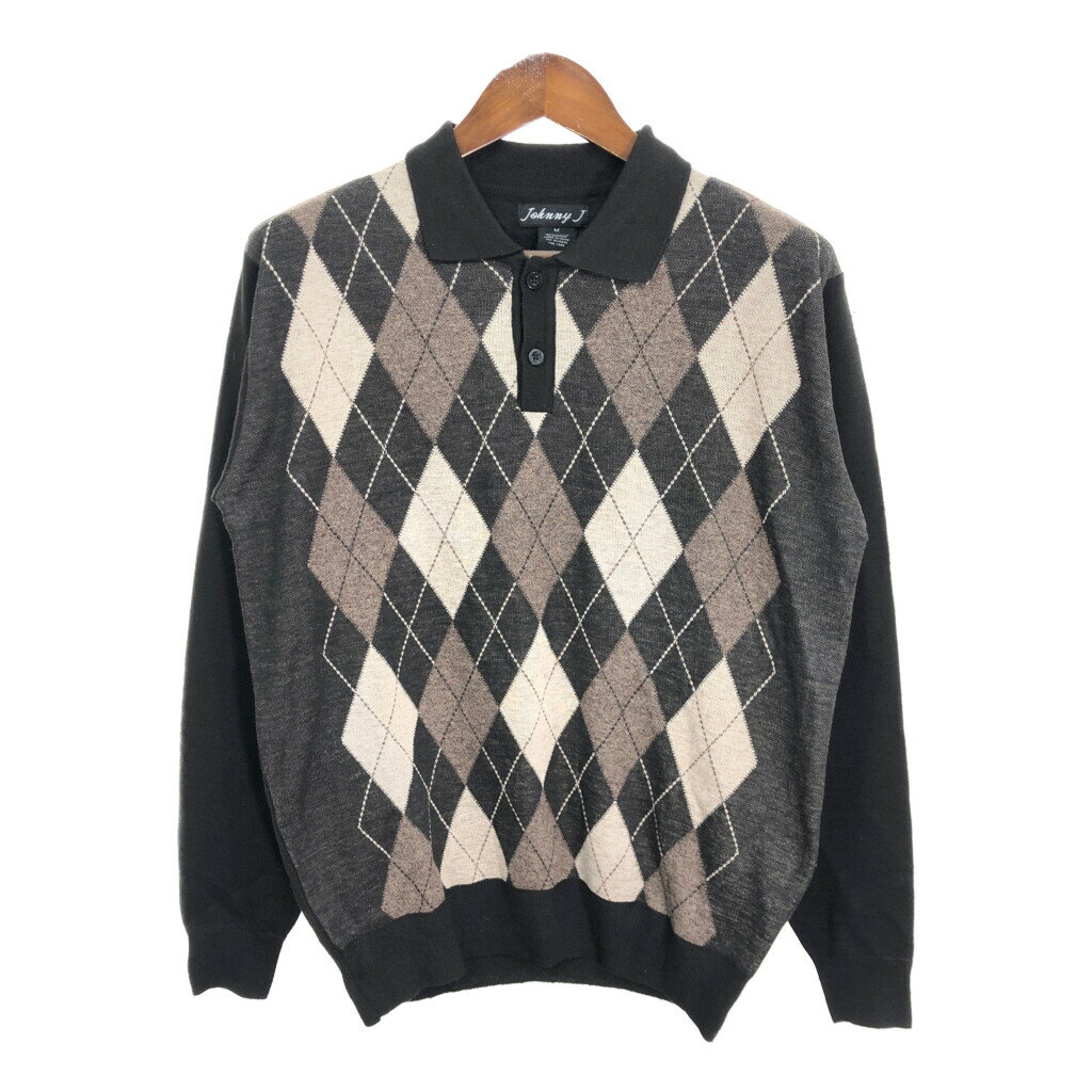 Johnny J セーター アーガイルチェック マルチカラー (メンズ M) 中古 古着 S2670