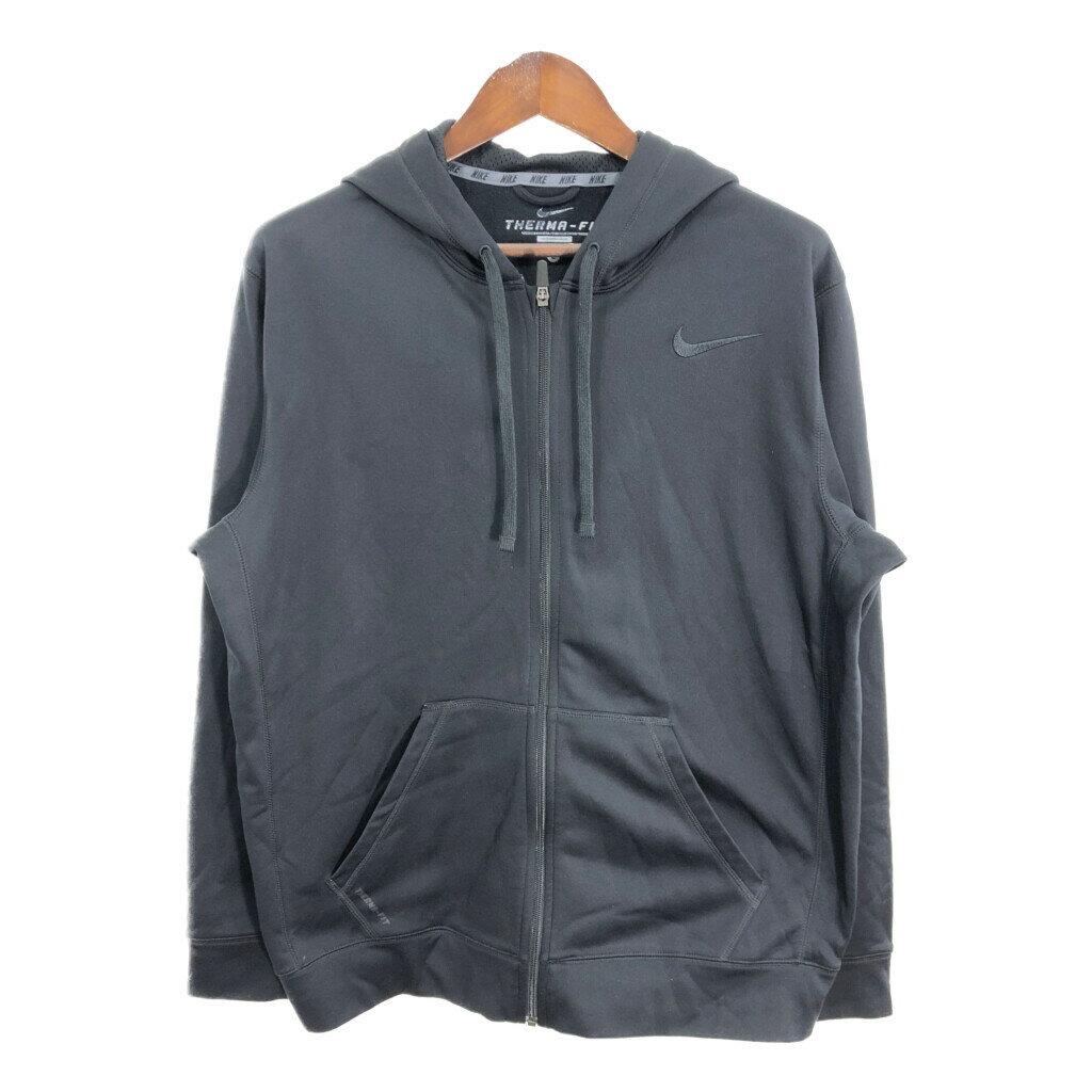 NIKE ナイキ フルジップ パーカー スポーツ ブラック (メンズ L) 中古 古着 S2672