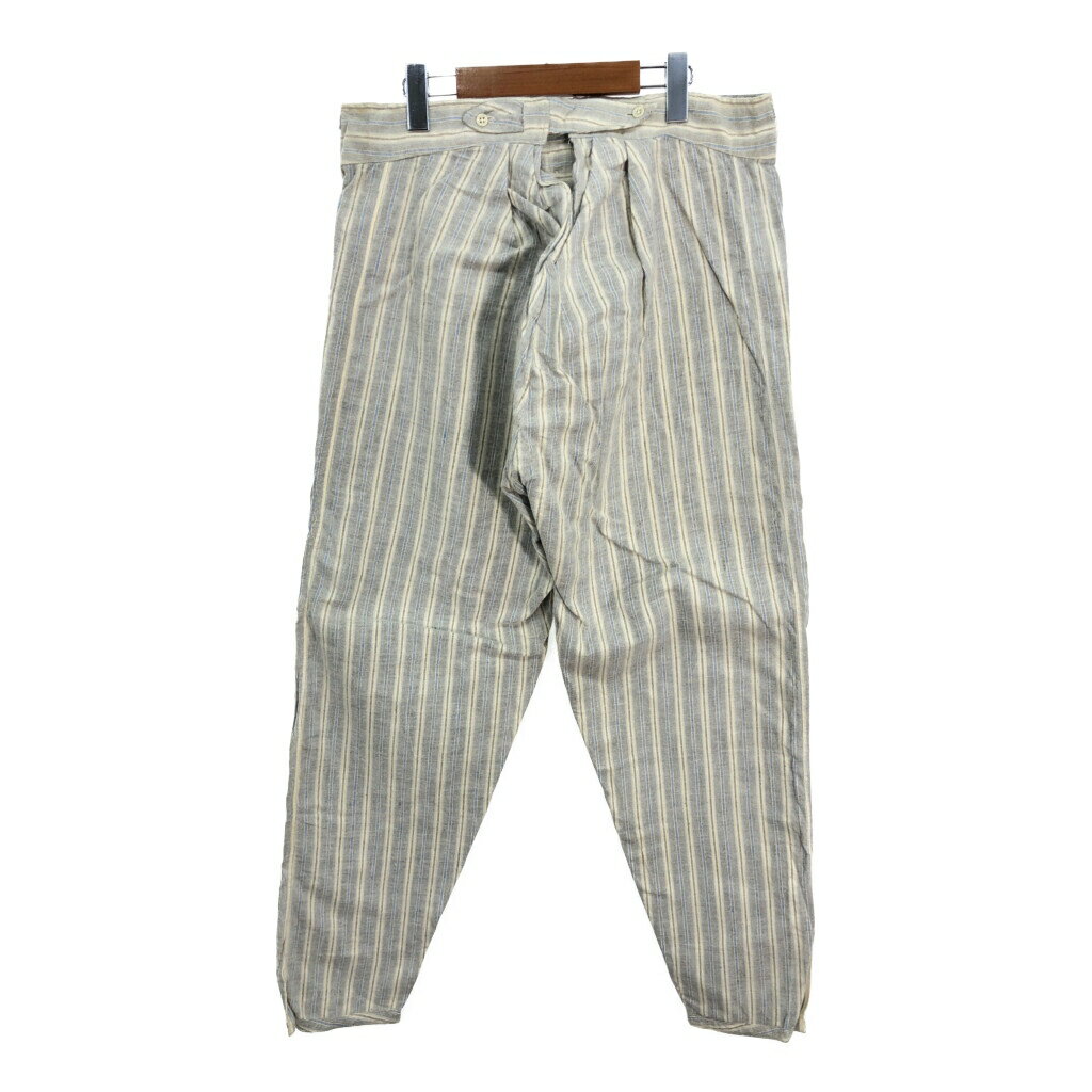 50年代 フランス軍 フランネル パジャマパンツ ヴィンテージ ミリタリー ストライプ マルチカラー (メンズ 90) 中古 古着 S2785