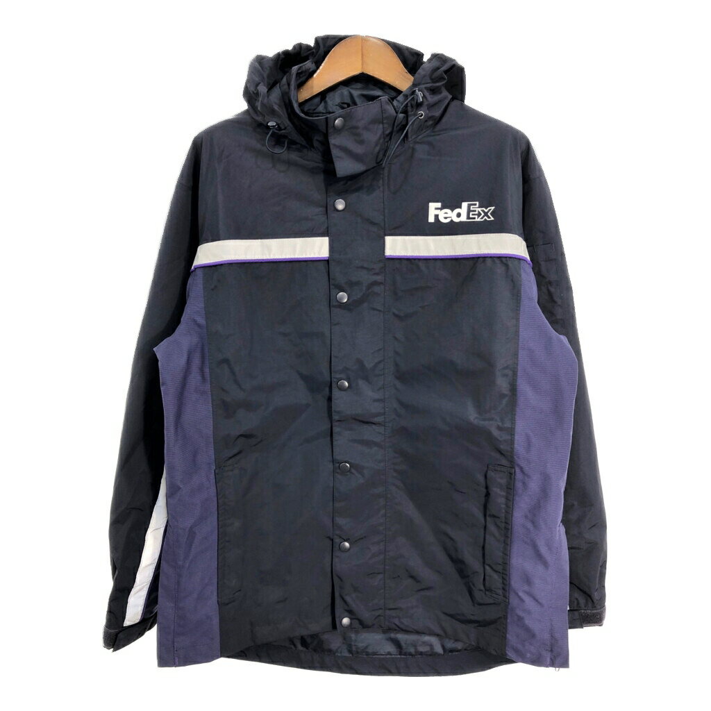 FedEx フェデックス ナイロンジャケット 企業ロゴ ネイビー (メンズ L) 中古 古着 S2788