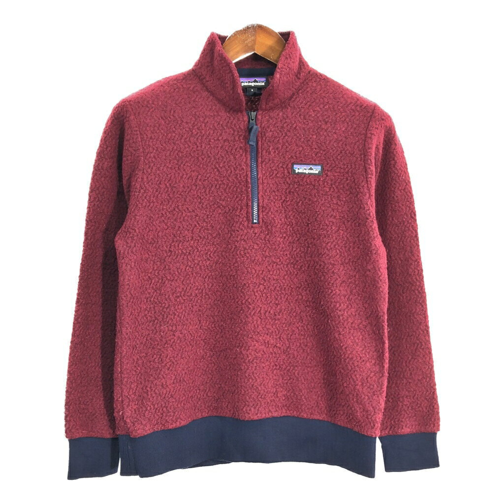 patagonia パタゴニア ウーリエステル ハーフジップ フリースジャケット アウトドア ワインレッド (メンズ M) 中古 古着 S3183