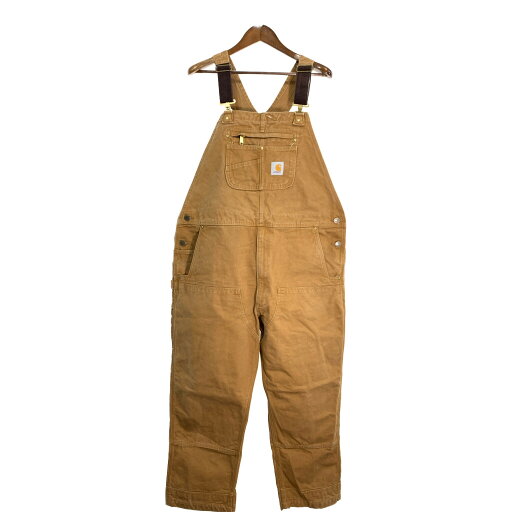 Carhartt カーハート ダック オーバーオール ワーク ライトブラウン (メンズ W42 L30) 中古 古着 S3249 Carhartt カーハート ダック オーバーオール ワーク ライトブラウン (メンズ W42 L30) 中古 古着 S3249