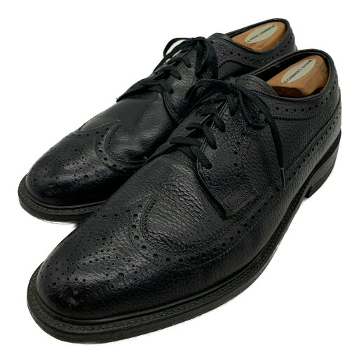 ロングウィングチップ レザーシューズ 本革 ブラック (メンズ 9 D) 中古 古着 KA1732