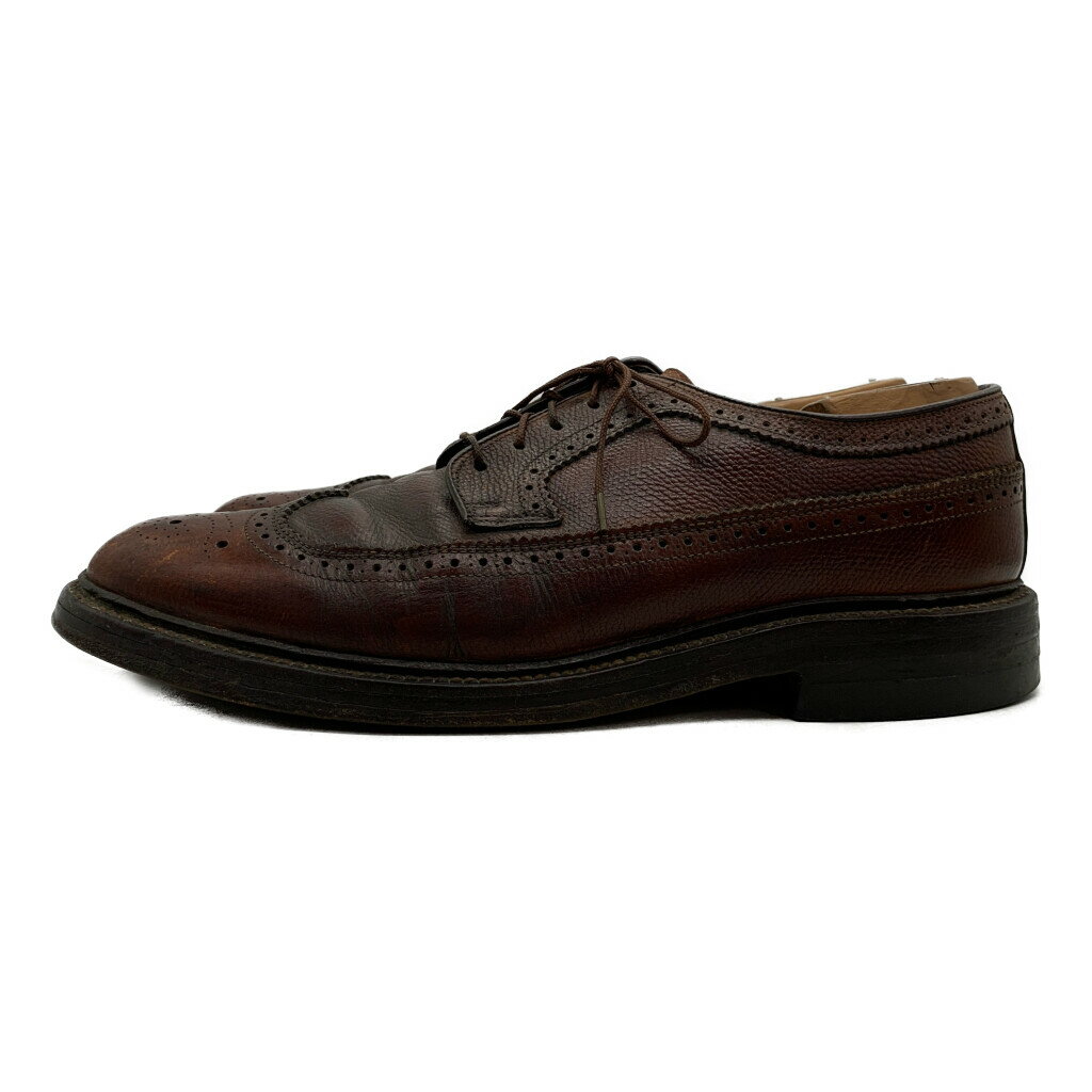80年代 Comfort PLUS ロングウィングチップ レザーシューズ ブラウン (メンズ 9 D/B) 中古 古着 KA1733