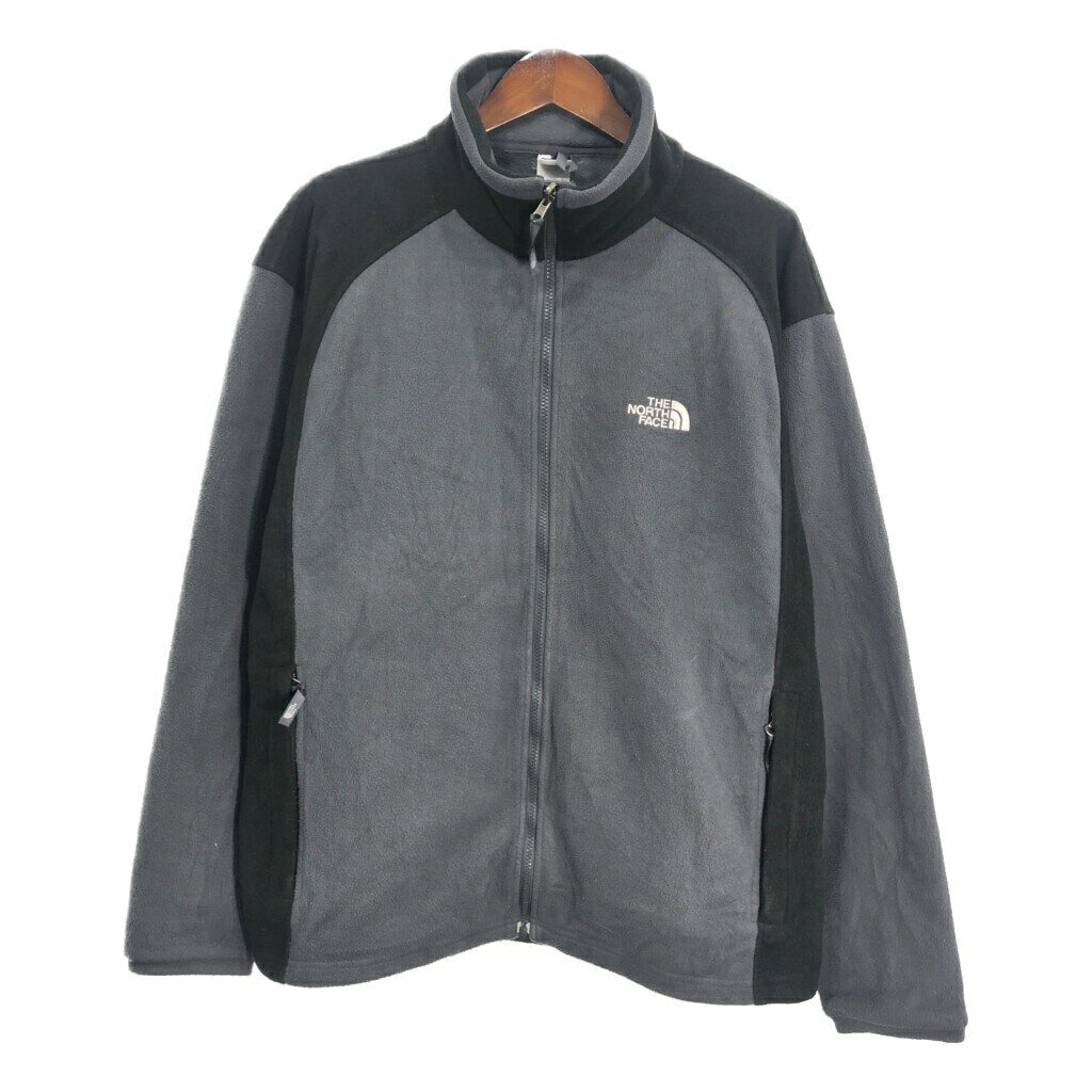 THE NORTH FACE ノースフェイス フリースジャケット アウトドア ワンポイントロゴ グレー (メンズ XL) 中古 古着 S3345
