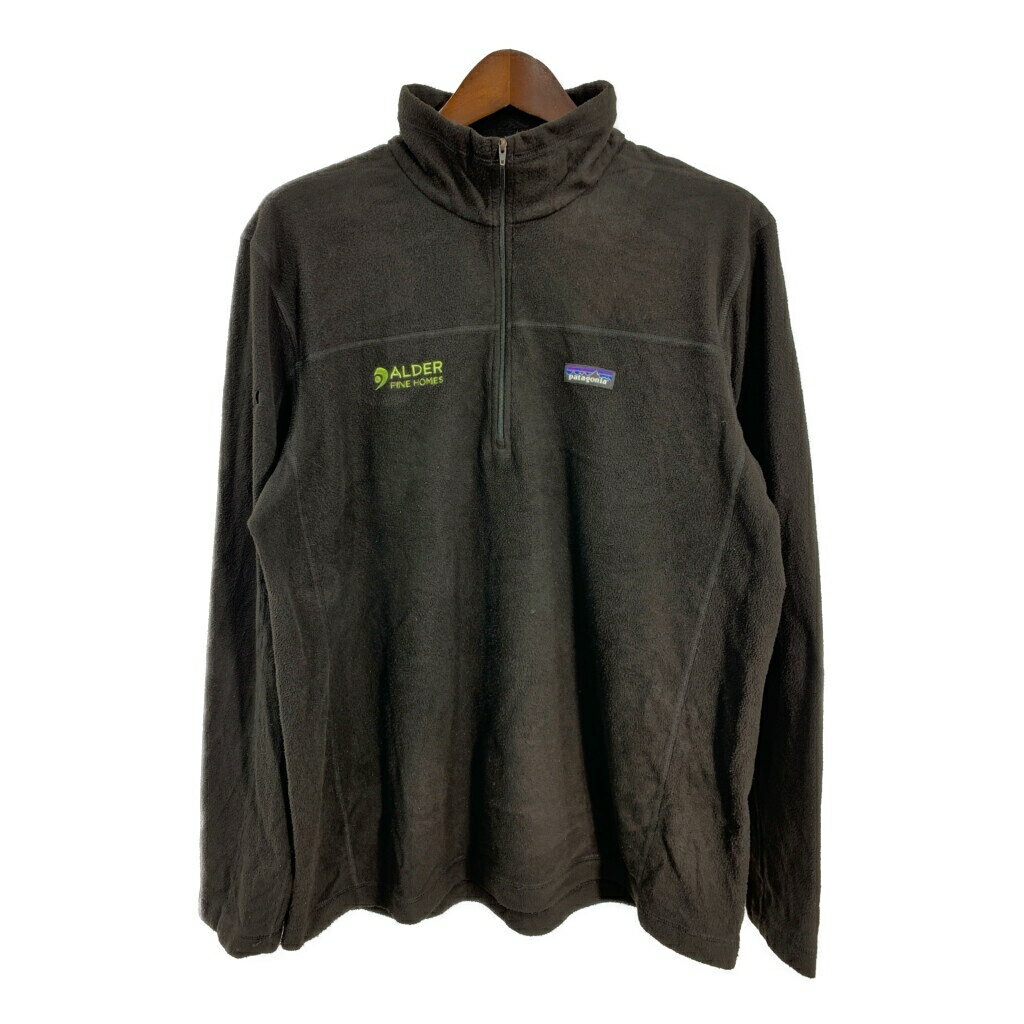 patagonia パタゴニア ハーフジップ フリースジャケット アウトドア ブラック (メンズ XL) 中古 古着 S3365
